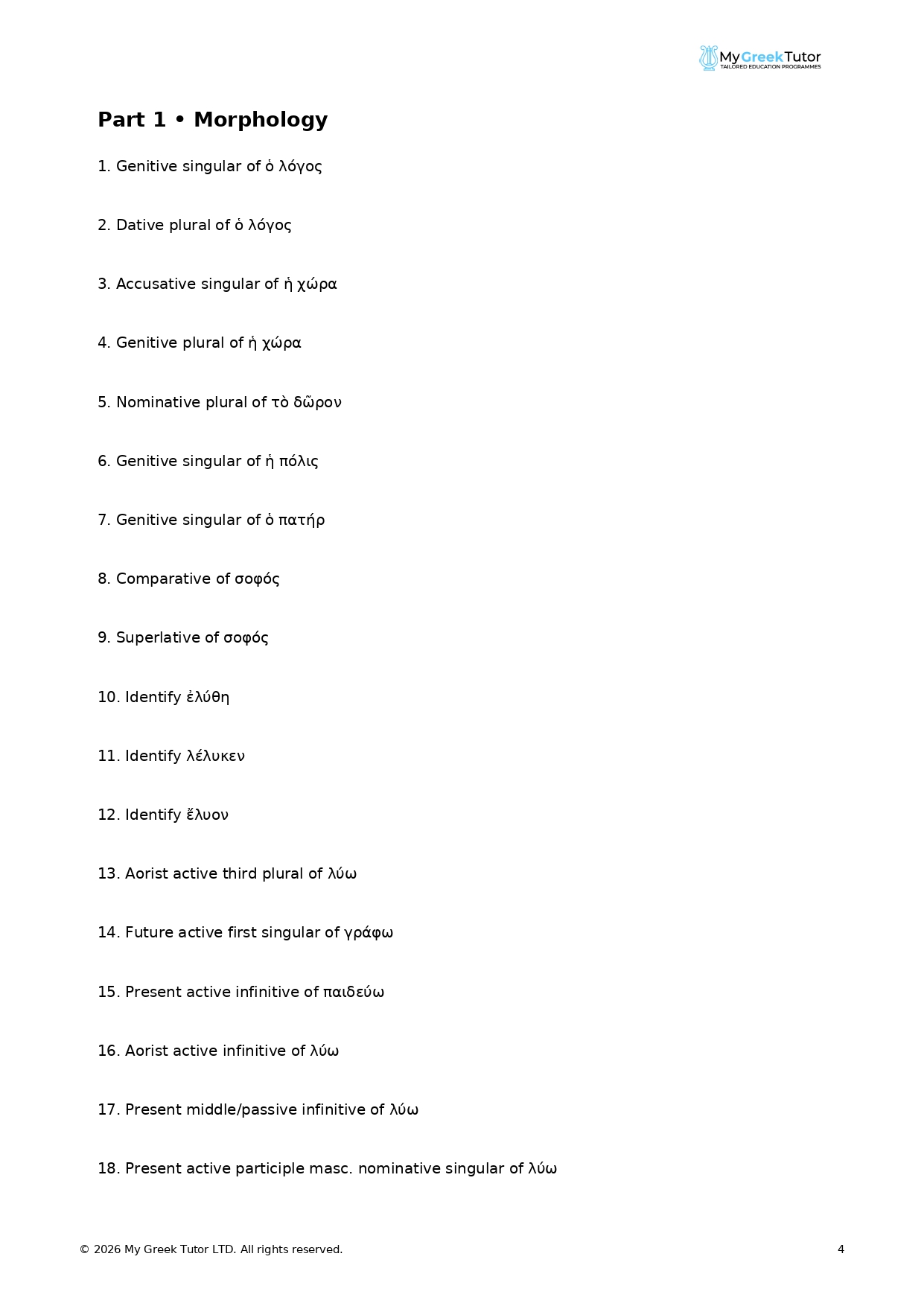 Classical Greek Language – Practice Workbook (2027–2028) - Image 2